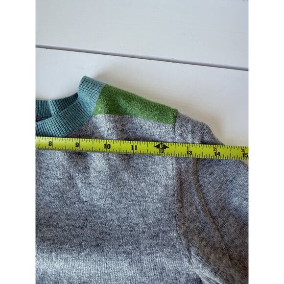 Boden Pink Colorblock Buttons Sweater Cozy Size 12 Gray Cashmere Angora Blend - Picture 6 of 7